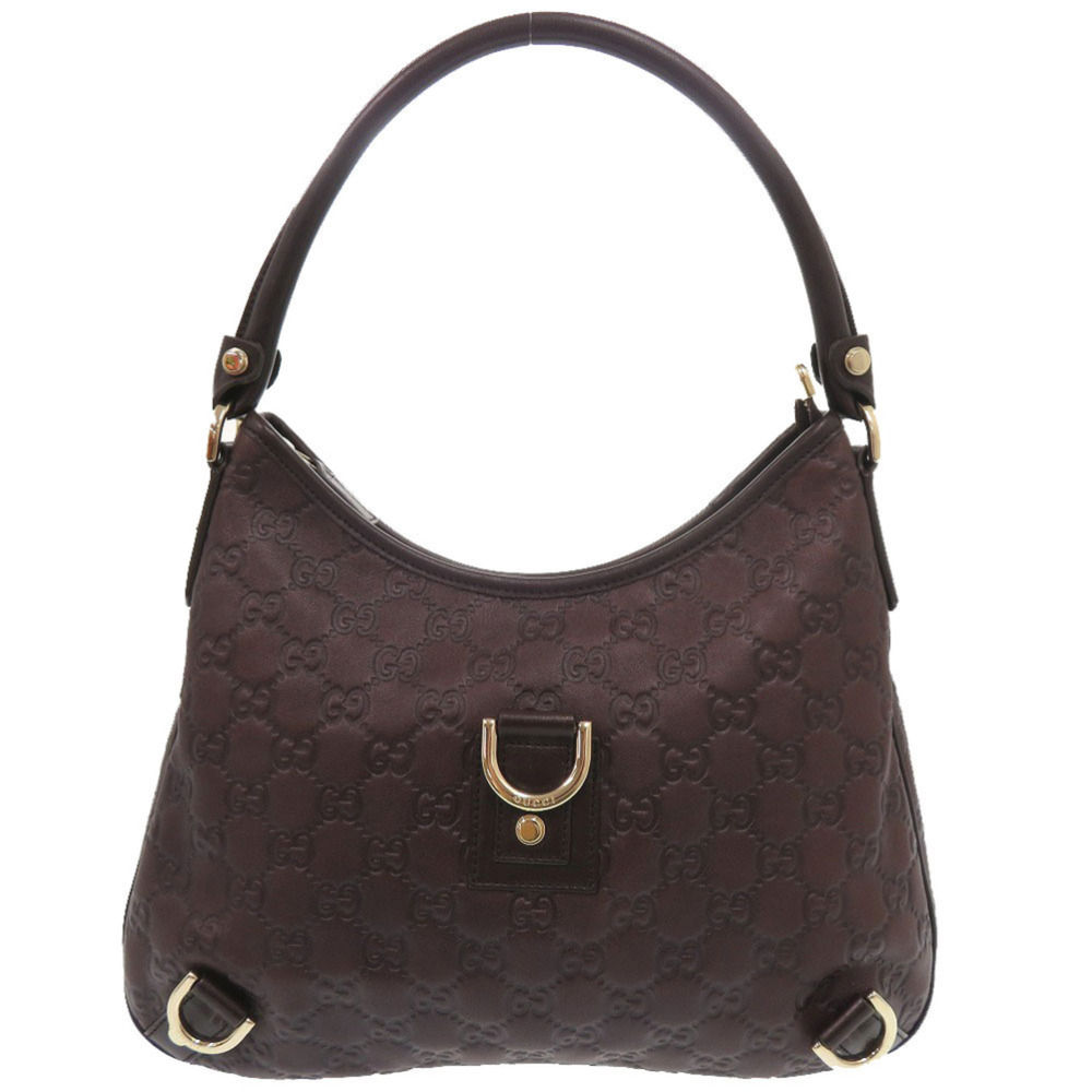 GUCCI Authentic Brown Leather Shoulder Bag